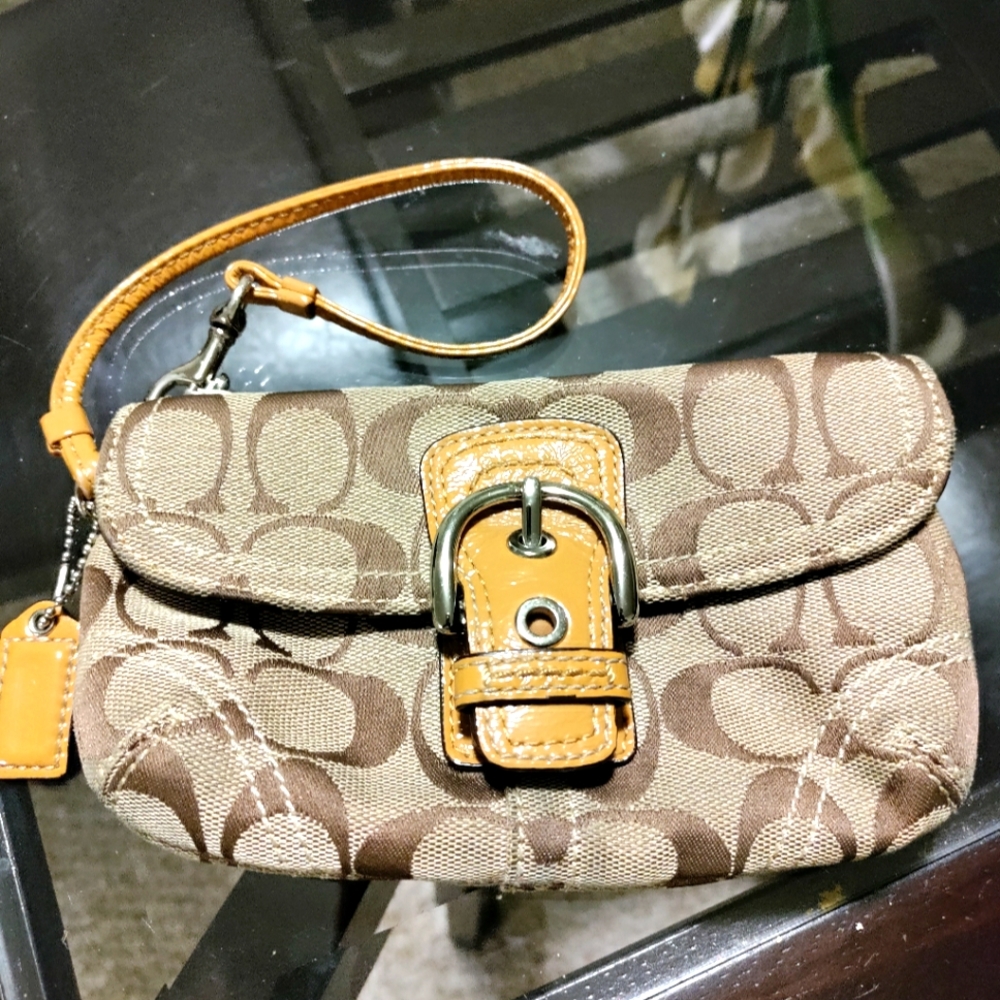 Coach Brown Wristlet Bag